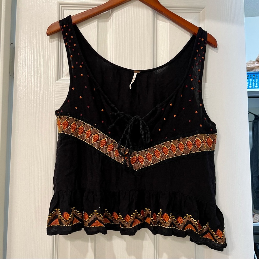 Free People Boho Cambrey Embroidered Tank Size small